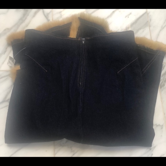 Blue jean with fur trim skirt - Picture 5 of 7